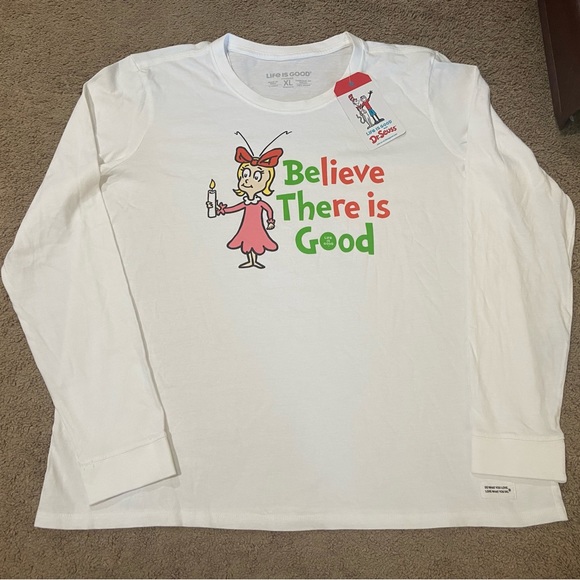 Life is Good The Grinch Cindy Lou White Crusher Tee L/S Crew Neck Women’s Sz XL - Picture 1 of 10